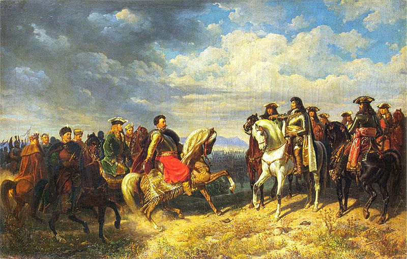 Battle of Vienna, King Jan III Sobieski meets Emperor Leopold near Schwechat, 1683 CE,  September 12 (Artur Grottger (1837-1867) Lviv National Gallery, Ukraine, Ж-2148